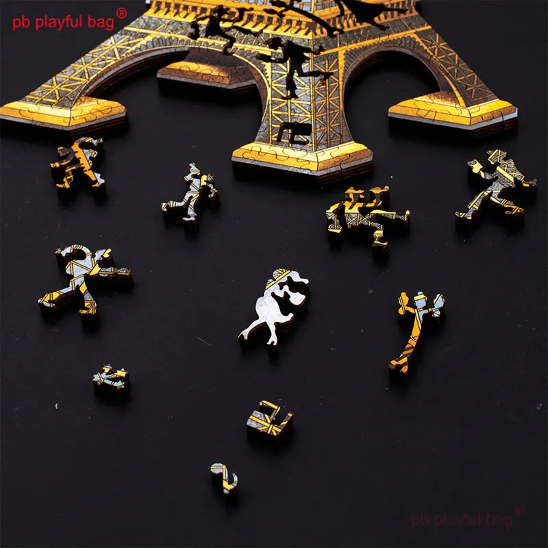 PB игривый пакет деревянные 3D головоломки неправильной формы железная башня для