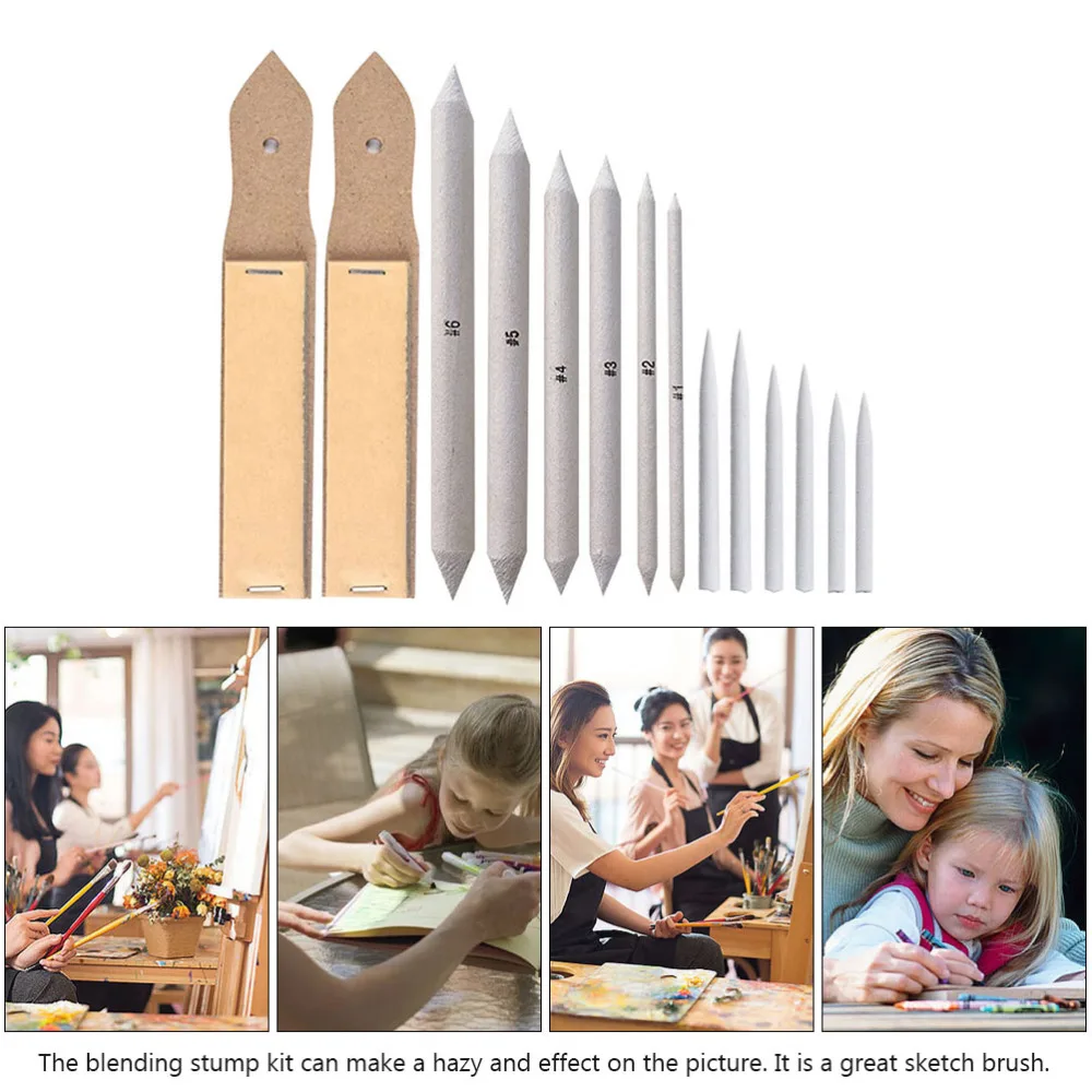 

1 Set/14pcs Useful Drawing Sketching Blending Stumps Charcoal Sketch Pen