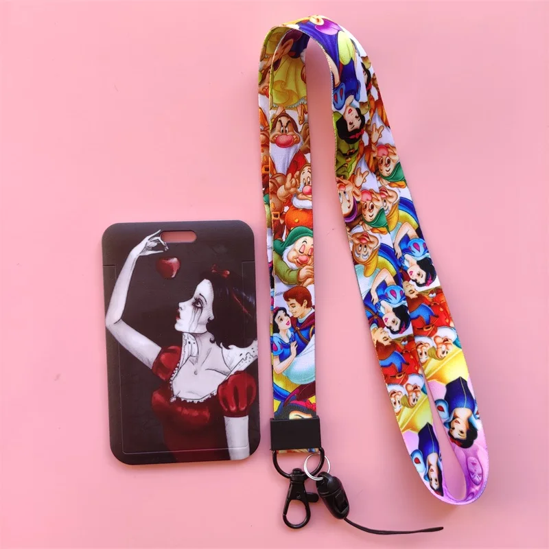 disney snow white princess kids bank card holder business badge card case frame abs employee case student lanyard id card holder free global shipping