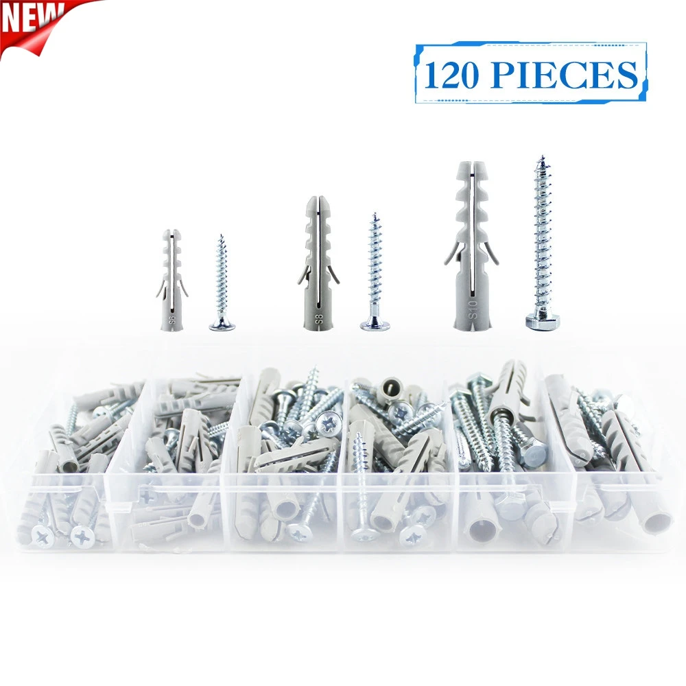 120 шт. нейлоновый настенный штекер/пластиковый расширительный анкер с резьбовым