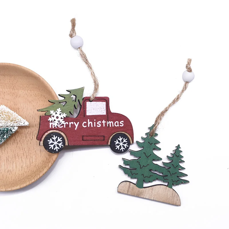 3 шт./компл. Merry Christmas деревянный дом лося шар со снежинками автомобиль подвесная Елочная игрушка Орнамент Рождественские украшения для дома
