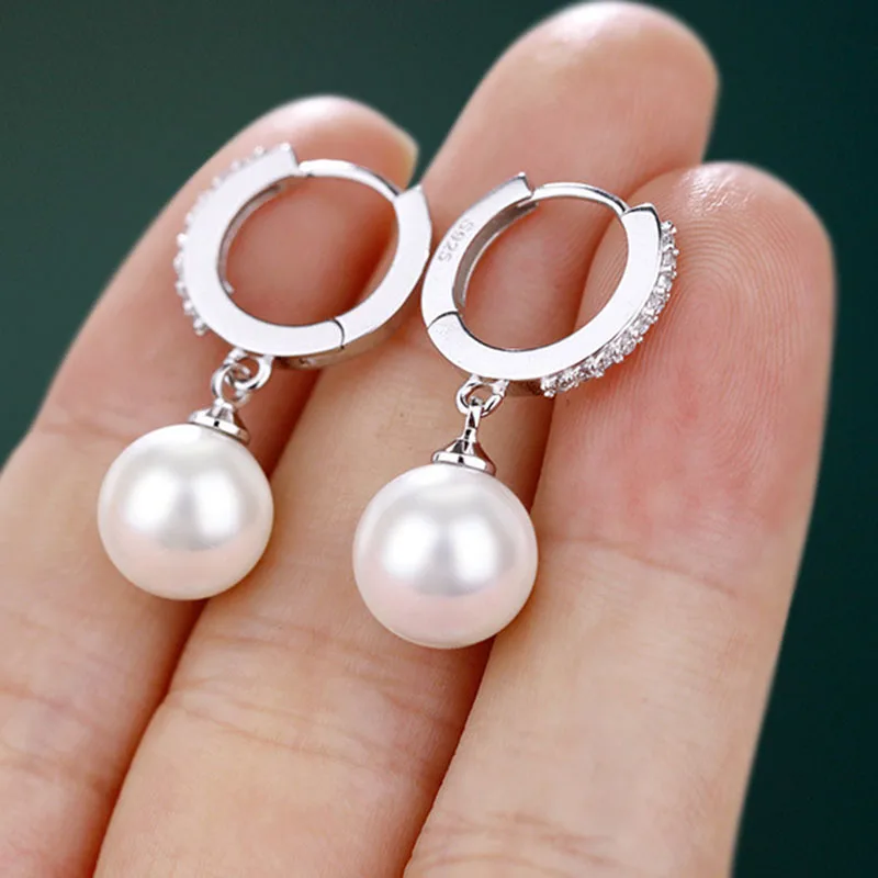 

2021 Vintage Elegant Pearl Earrings Genuine Natural Freshwater Pearl Silver Earrings Pearl Jewelry For Women Wedding Gift