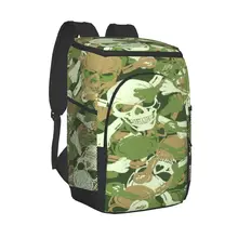 Large Cooler Bag Thermo Lunch Picnic Box Skull Camouflage Pattern Insulated Backpack Ice Pack Fresh Carrier Thermal Shoulder Bag