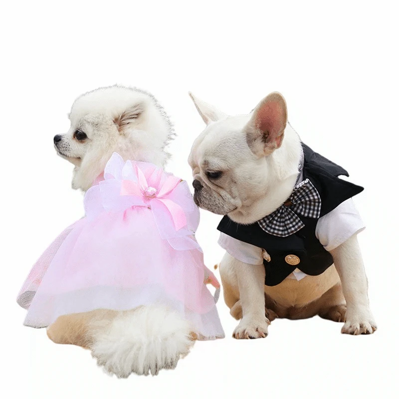 

Классический костюм для домашних питомцев, свадебный костюм, Бабочка, белое романтическое платье принцессы, официальная рубашка, Бабочка, с...