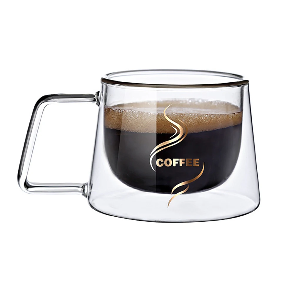 Прозрачное стекло для напитков 200 мл Двухслойное высокое боросиликатное Толстая