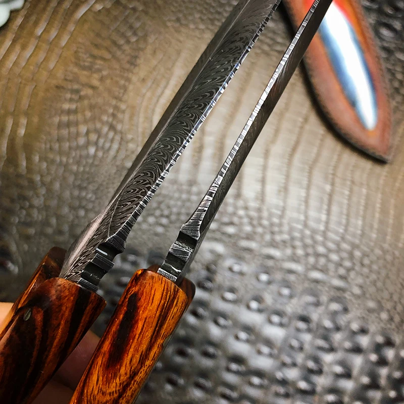 Высококачественный интегрированный Киль из дамасской стали с узором перьев