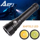 Светодиодный фонарь для дайвинга XHP70.2, супер-ярсветильник желтыйбелый свет для дайвинга, подводный фонарь 26650, 18650, водонепроницаемость 150 м