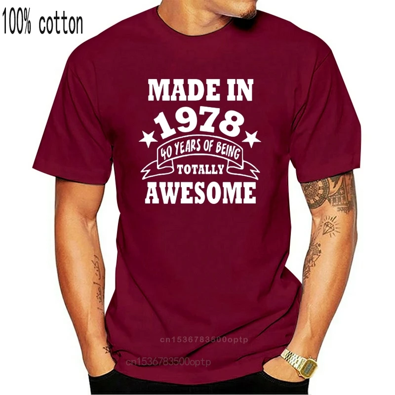 

New Born In 1978 T-Shirt Funny 40Th Birthday Gift For Men Daddy Father Husband Crew Neck Short Sleeve O Neck Cotton T Shirt Tshi