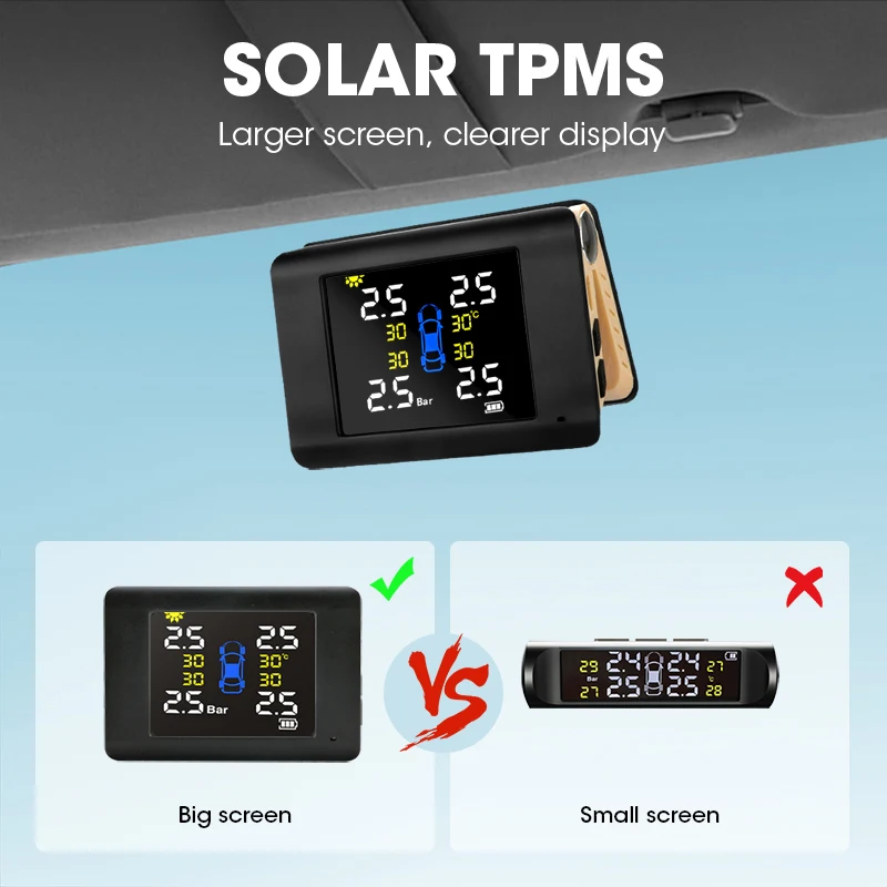 Беспроводная Автомобильная сигнализация Vtopek с солнечной зарядкой TPMS 4