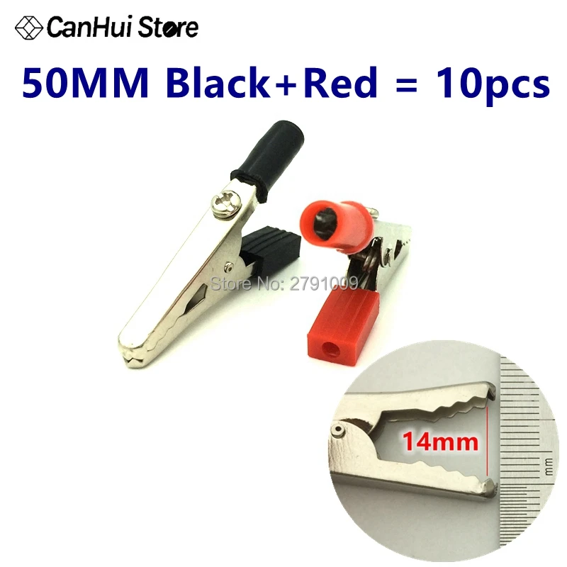 Red and Black 10PCS 10 шт. IMC Горячая 50 мм пластиковая ручка тестовый зонд металлические зажимы аллигатора+ 4 мм штекер банана - Цвет: Red and Black 10PCS