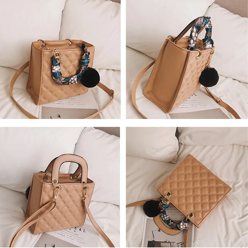 

CASMOR Retro Designer Purse Lattice Scarves Leather Handbag Women High-quality PU Shoulder Crossbody Bag Fashion Tote Bag