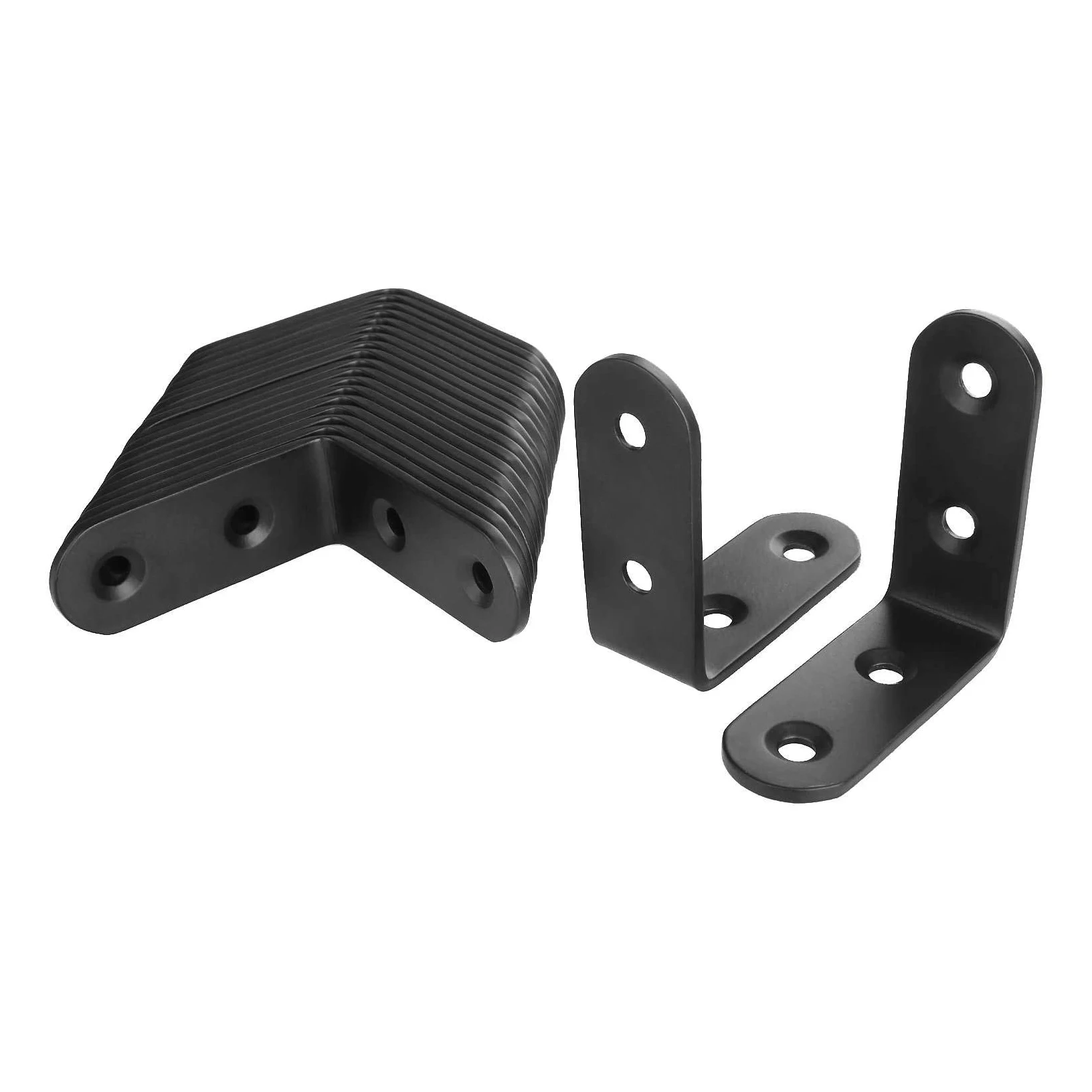 

50Pcs Black Stainless Steel L Brackets Corner Braces for Shelves L Shape Right Angle Shelf Support Cabinet and Furniture