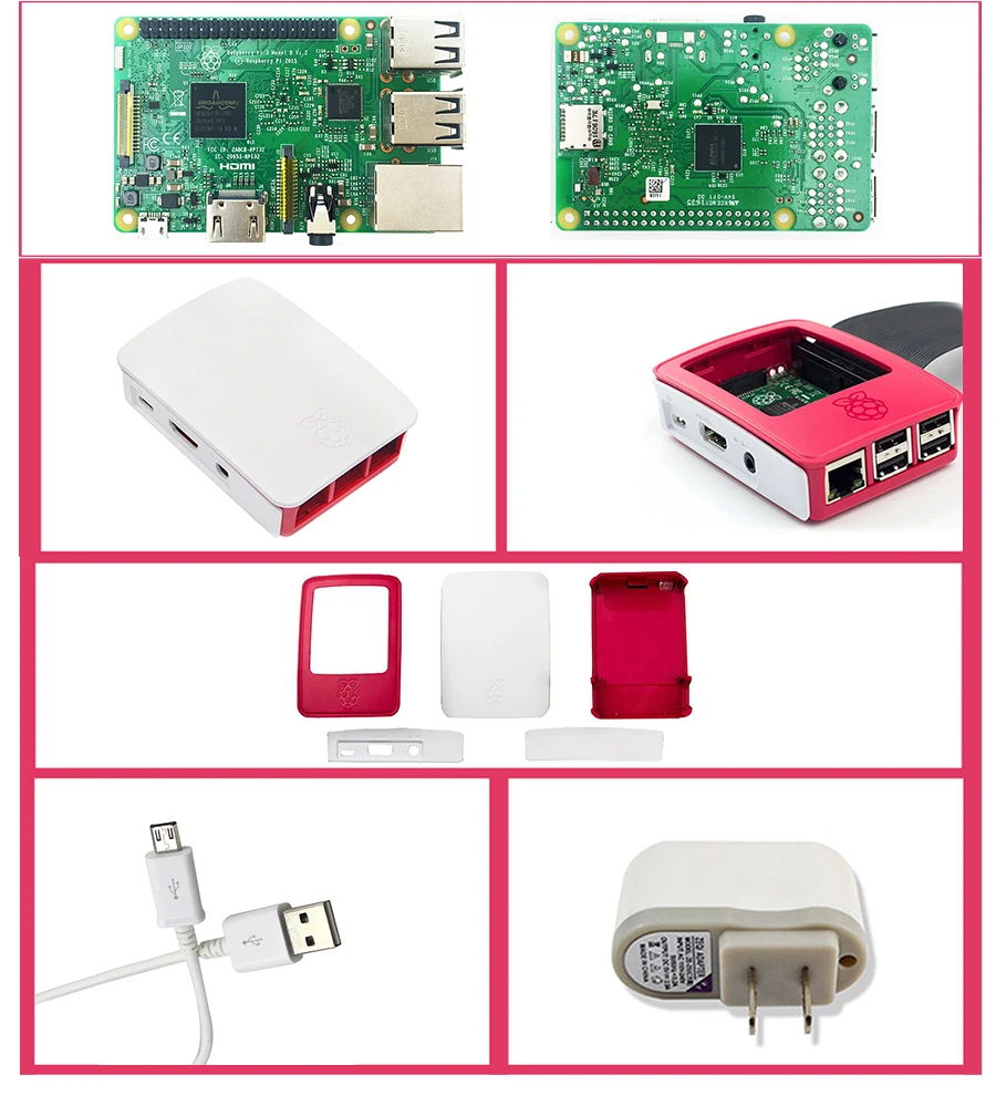Raspberry Pi 3 Model B стартовый комплект Pi 3+ чехол+ источник питания США+ USB кабель+ 16G micro SD карта+ радиатор с Wi-Fi Bluetooth