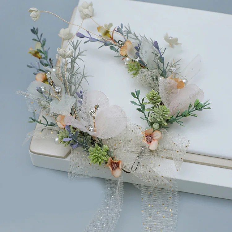 

Woodland Handmade Flower Bridal Headband Hair Wreath Wedding Accessories Flower Girl Headwear Women Jewelry diademas