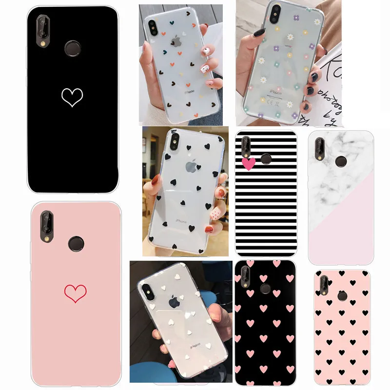 Чехол для Huawei P20 Pro чехол телефона с сердечками P Smart P30 Mate 10 P10 P9 Lite 2017 пары мягкие