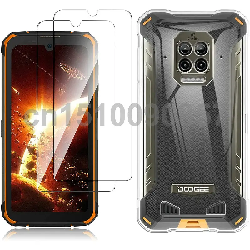 

For Doogee S86 Pro 6.1" Case 3-in-1 Black Soft Case with Tempered Glass For Doogee S86 Pro 6.1"