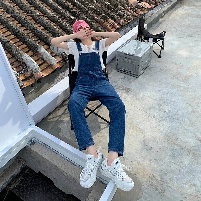 

S-5XL casual jeans denim overalls loose nine-point wide-leg suspenders 2021 spring and autumn new fashion women's clothing