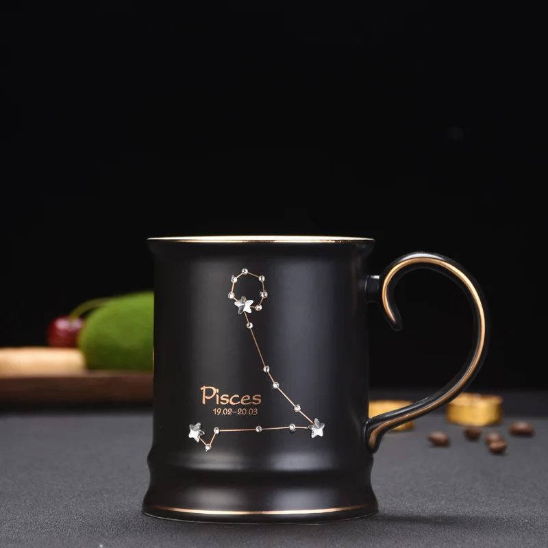 Handmade Gold Mug Male and Female Constellation Cup Couple Ceramic Coffee Nordic Water 350ML | Дом и сад