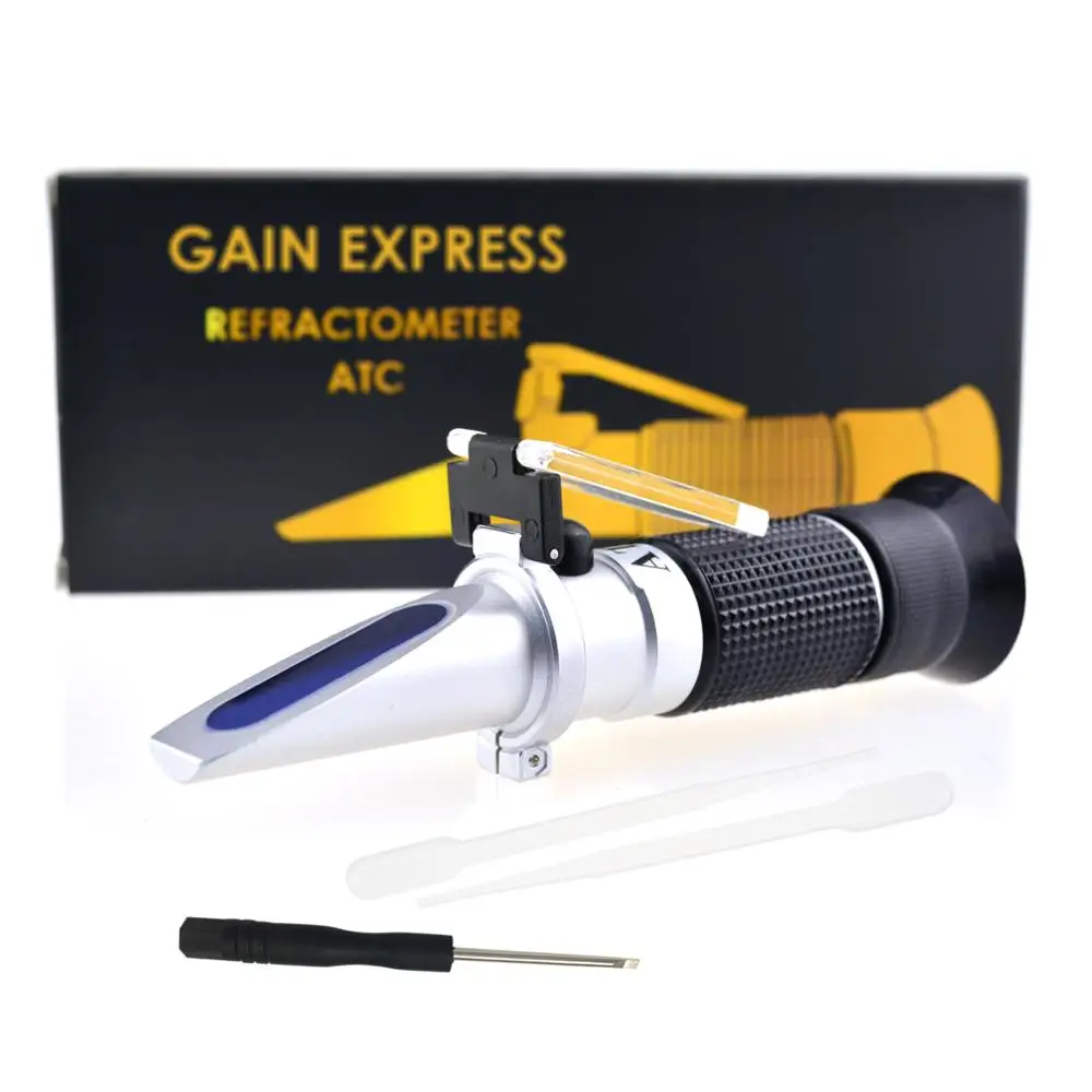 

3-in-1 Honey Refractometer Brix/Moisture/Baume Tester Meter ATC, Tri-Scale 58-90%/12-27%/38-43Be', Sugar Water Content Level
