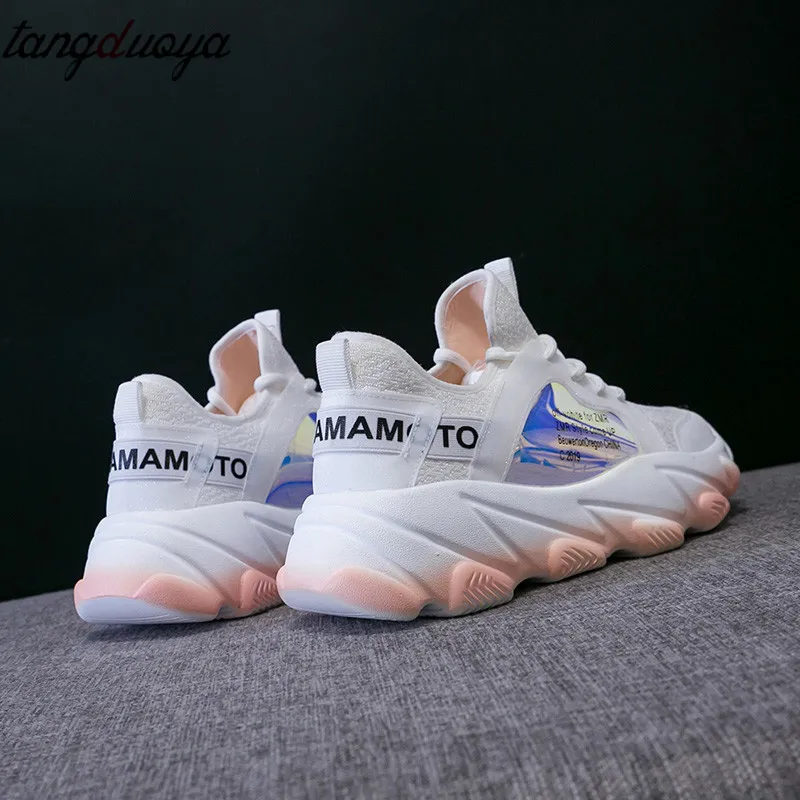 Белые кроссовки для женщин 2020 женские спортивная обувь на платформе дышащие