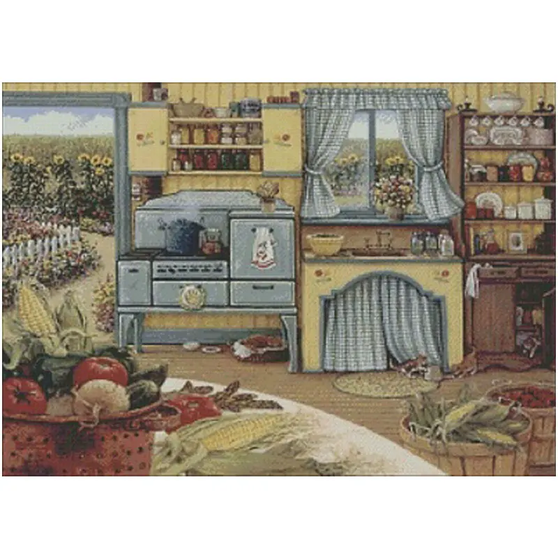 

Country kitchen patterns Counted Cross Stitch 11CT 14CT 18CT 28CT DIY Cross Stitch Kits Embroidery Needlework Sets home decor