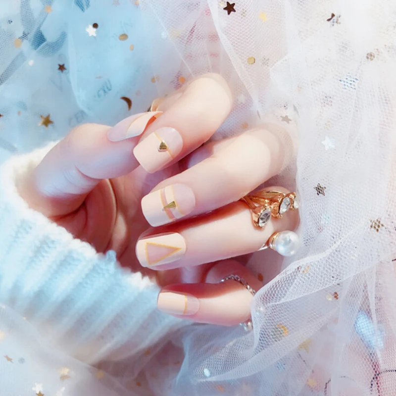 Ногти заклепки Дизайн полное покрытие накладные ногти с 2g клей 24 шт./компл.