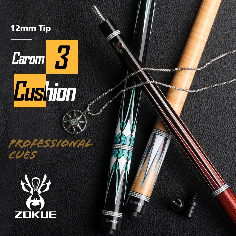 

ZOKUE Carom Stick 3 Cushion Cue Professional Carom Billiard Cue Korean Carom Cue Taper 12mm Tip 142cm Libre Cue with Case