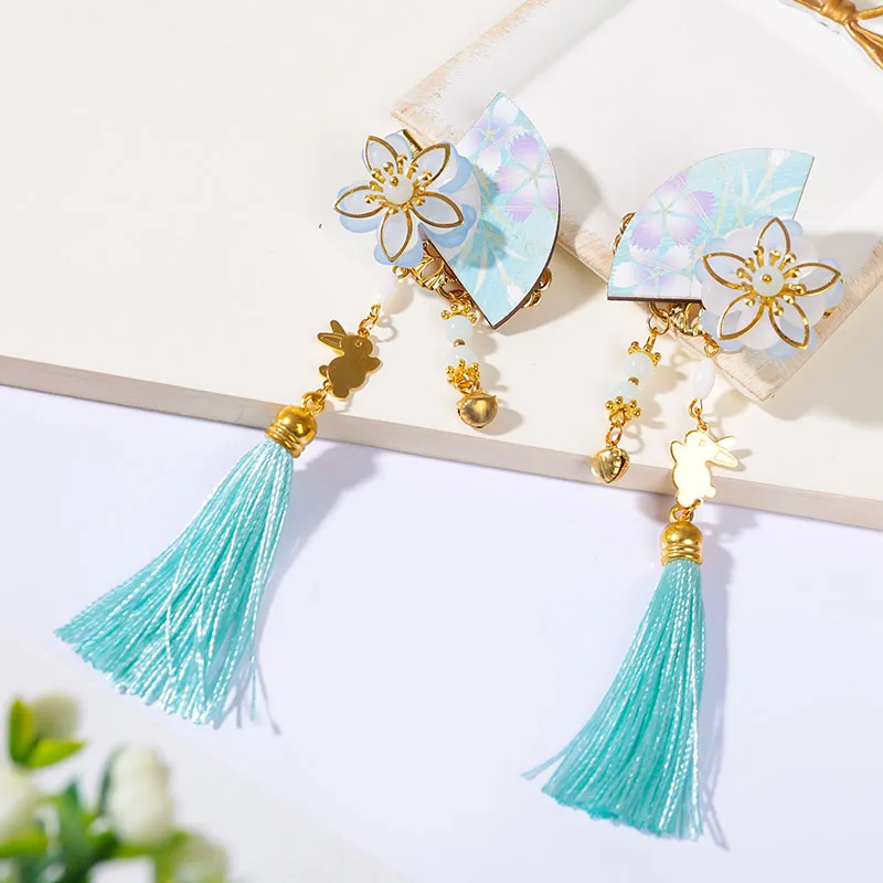 Древний Стиль головной убор прекрасный веер в форме вишня цвету кисточкой