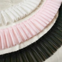 1yard 91cm embroidery tulle lace fabric 9cm voile pleated white pink lace ribbon collar trim sewing applique dentelle encaje kq9