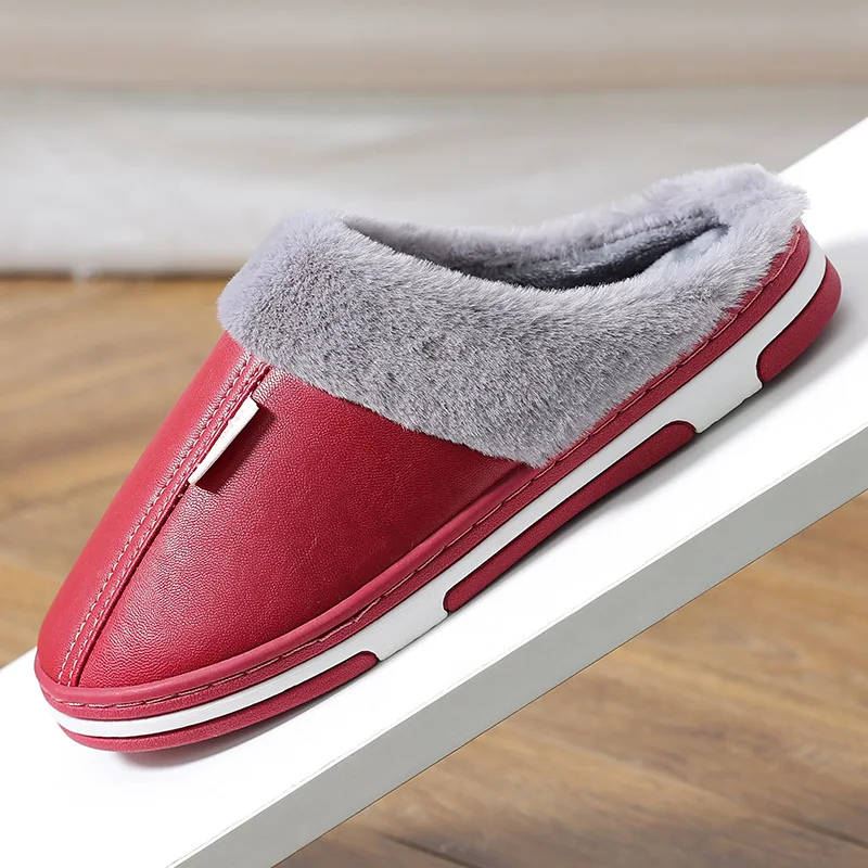 

Ginchasio Women Slippers Leather Winter Short Plush Yellow Color Letter Fuzzy Cozy Home Furry Slippers Men Home Slippers