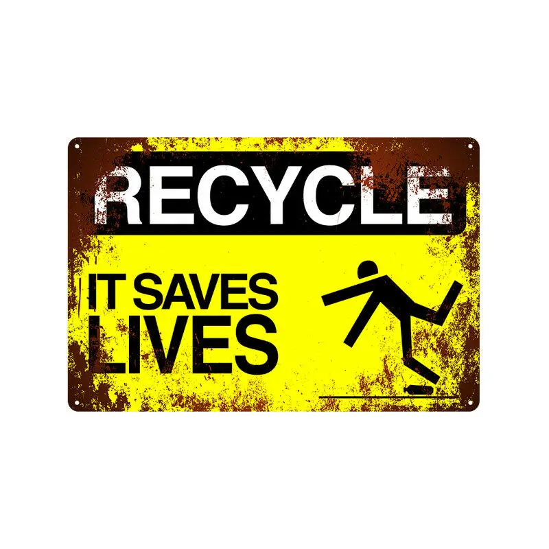 

Metal Tin Sign recycle it saves lives Decor Bar Pub Home Vintage Retro