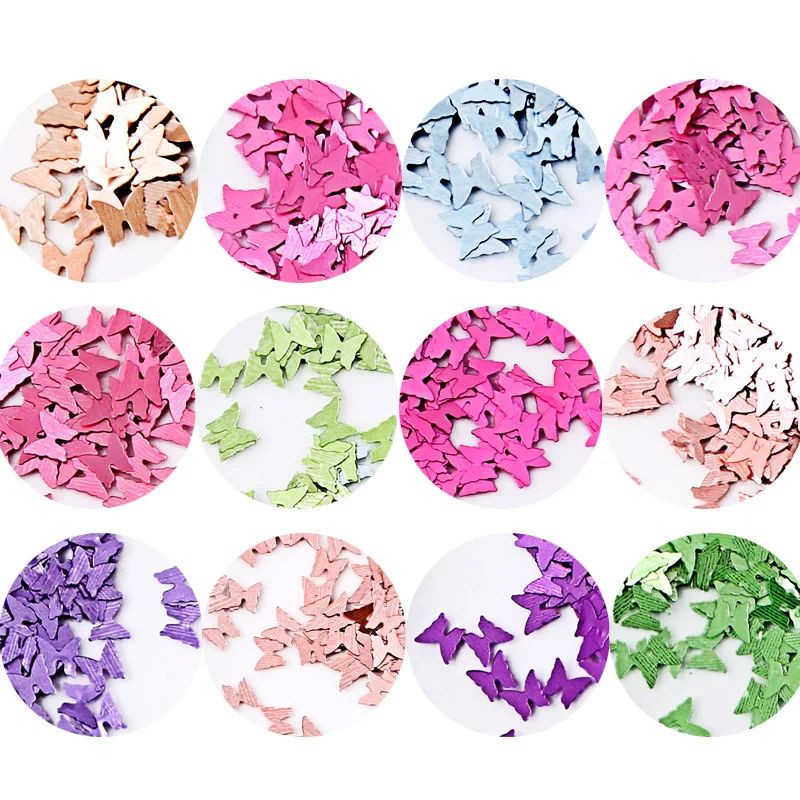 Набор из 12 разноцветных блесток для ногтей в форме бабочки | Красота и здоровье