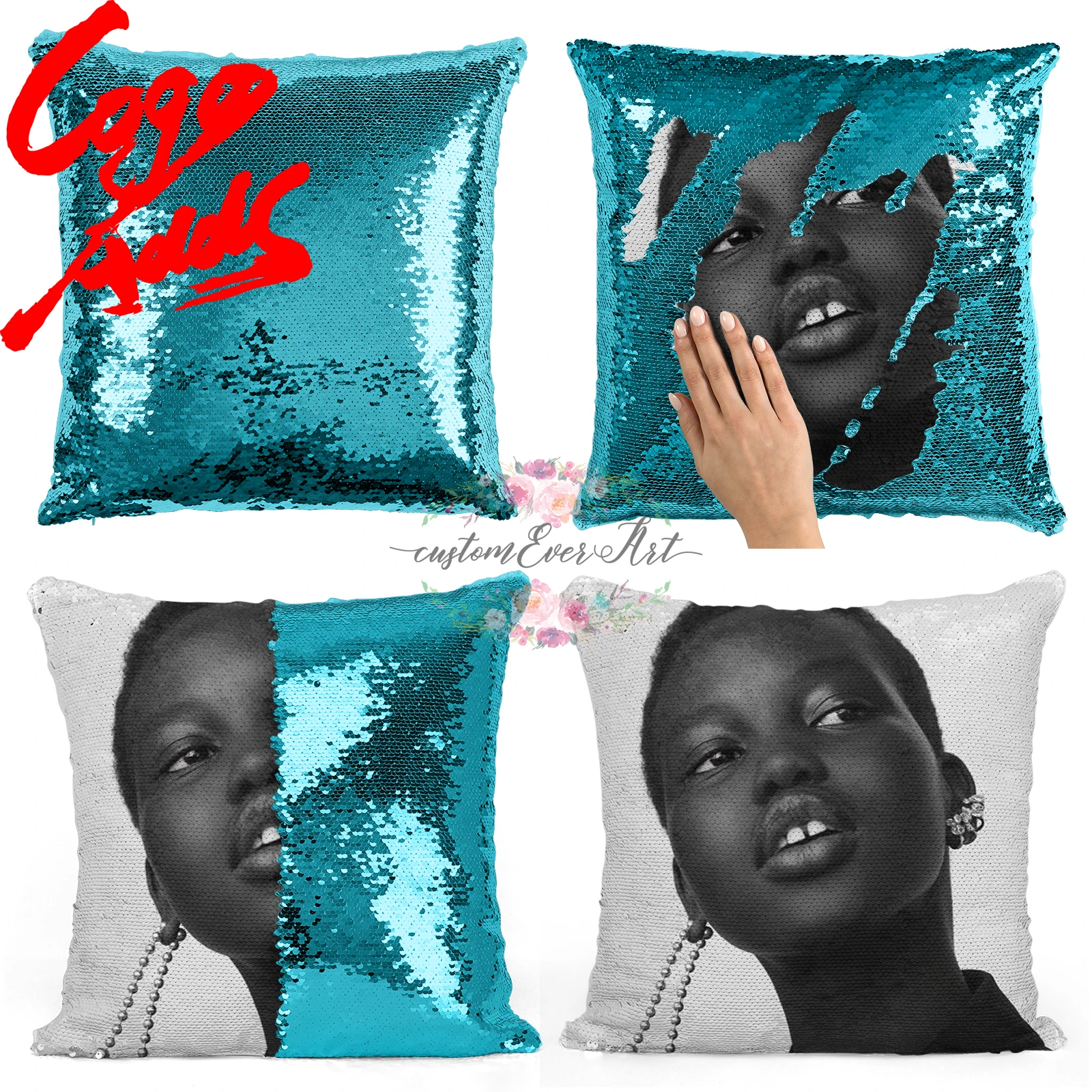

Adut Akech sequin pillow | sequin Pillowcase | Two color pillow | gift for her | gift for him | pillow | magic pillow