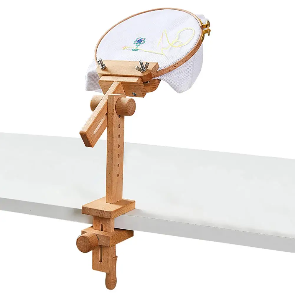 

Wooden Embroidery Frame Desktop Embedded Table Embroidery Stand 360 Degree Adjustable DIY Sewing Accessories Tools For Hand Work