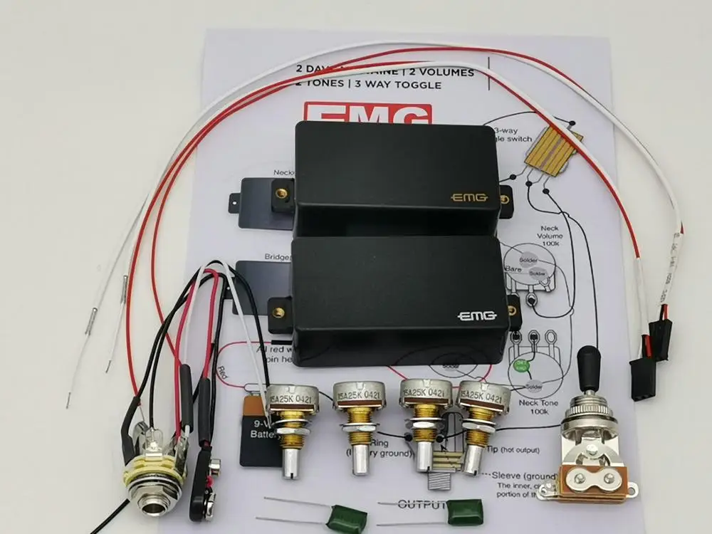 4 Potentiometer Гитарный звукосниматель активные звукосниматели Хамбакеры электрогитара с 25 к аксессуары для потенциометра+ чертежи установки - Цвет: 4 Potentiometer