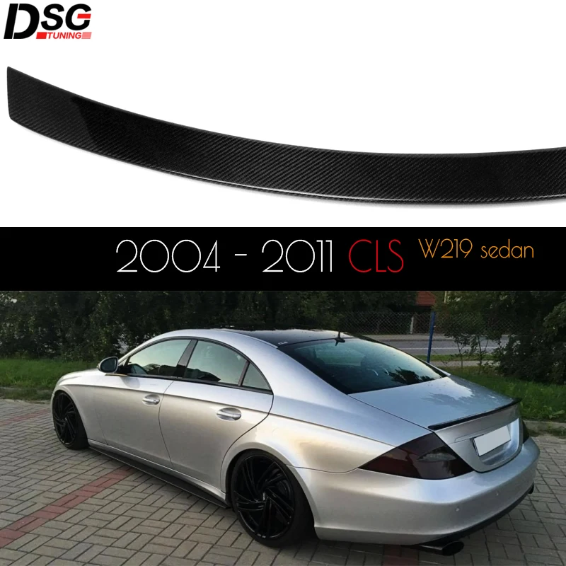 Настоящее углеродное волокно задний багажник крышка спойлер крыло для 2004 2011 CLS