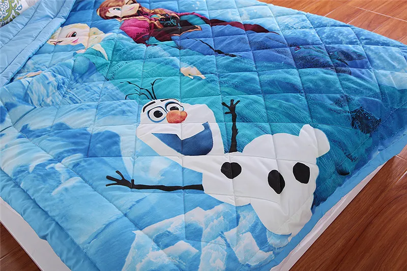 

disney Frozen elsa blue quilt for baby girl bedding twin size quilted bedspread stitching blanket thin comforter summer 3d linen