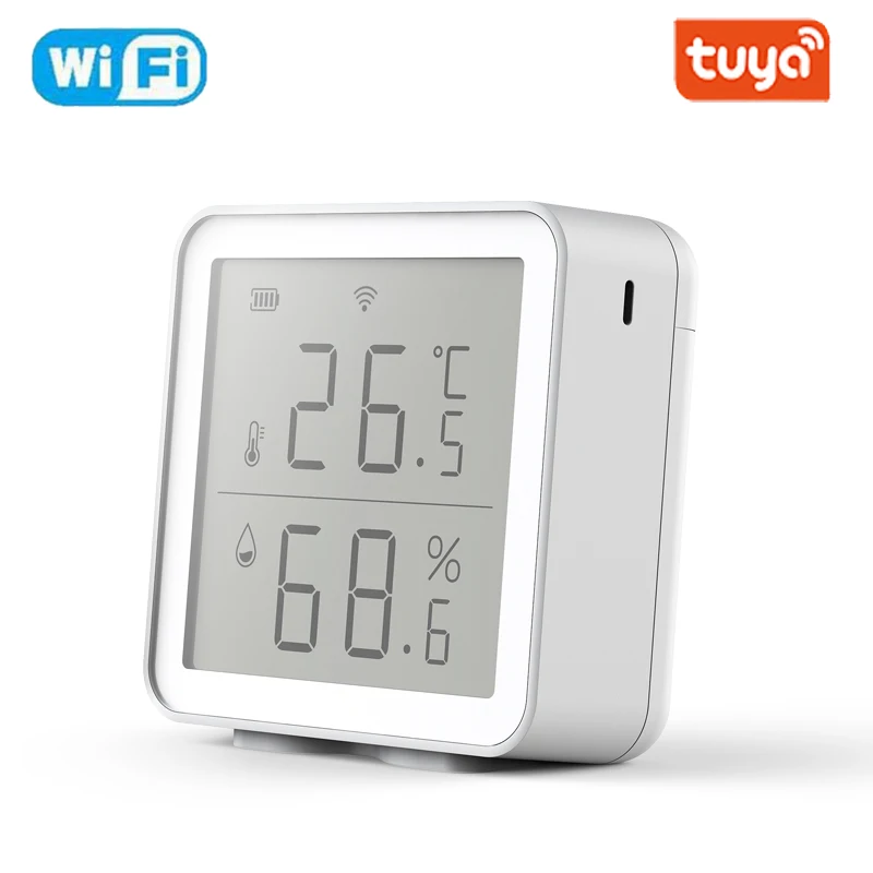 

Tuya WIFI Temperature And Humidity Sensor Indoor Hygrometer Thermometer With LCD Display Support Alexa Google Assistant