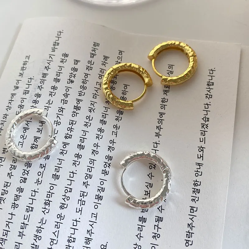 

Silvology Real 925 Sterling Silver Round Lava Texture Hoop Earrings for Women Minimalist Anti-allergy Earring Aesthetics Jewelry
