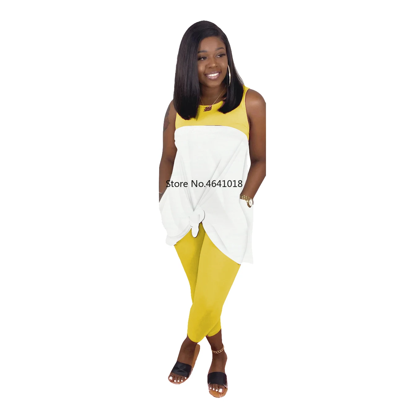 Женский комплект из двух предметов летний спортивный костюм без рукавов с