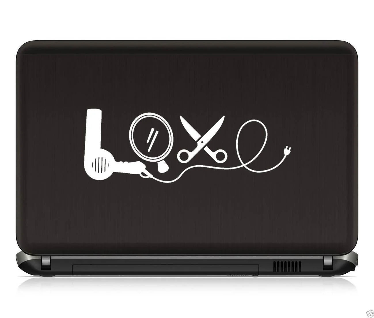 Фен для волос зеркальные ножницы стилист салон любовь наклейка стикер ноутбук 20