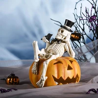 creative halloween pumpkin skull colorful light resin skeleton lamp for home garden halloween party props decoration fu