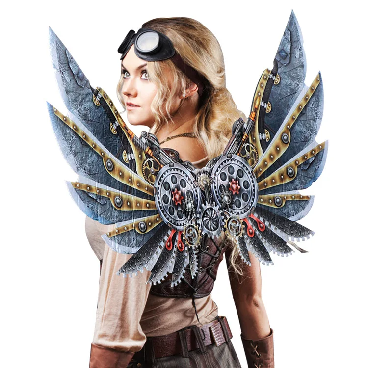 

Halloween Carnival Dress Up Adult Children Mechanical Punk Angel with Decorative Wings 78*52 Cm