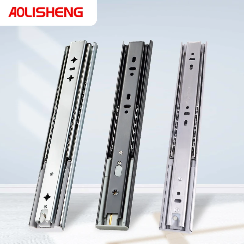 

AOLISHENG 53/45mm Wide Three Section Full Extension Damping Cushion Soft Closing Drawer Slide