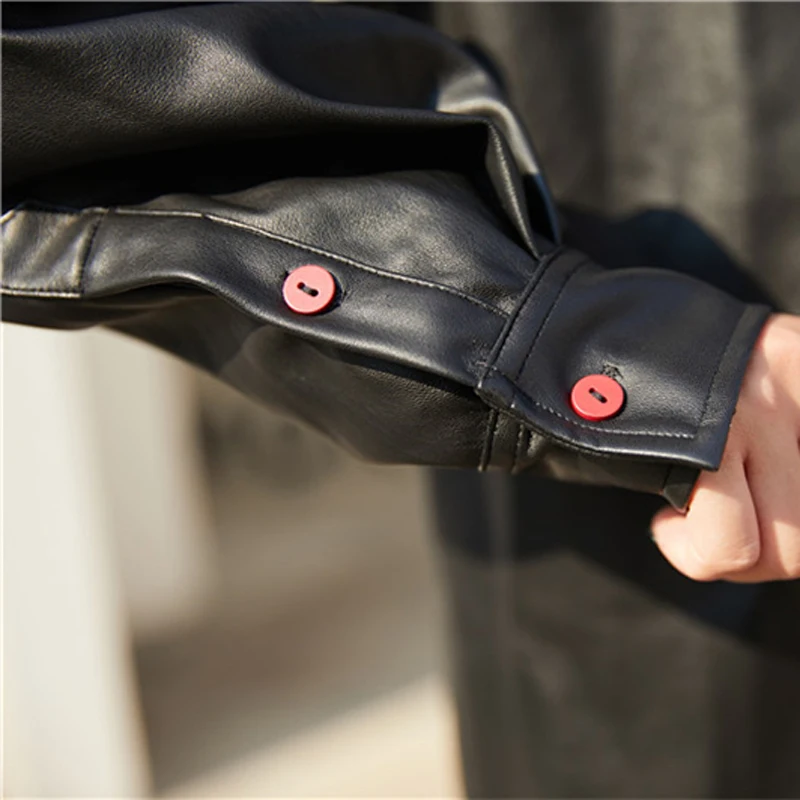 

BGTEEVER Vintage High Street Single-breasted Women PU Leather Jacket Casual Black Faux Leather Jacket Female Winter Coat 2019