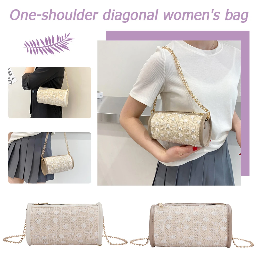 

Floral Pattern Underarm Bags Small Soft Woven Shoulder Bags for Women Chain Designed Handbag Female Travel Totes