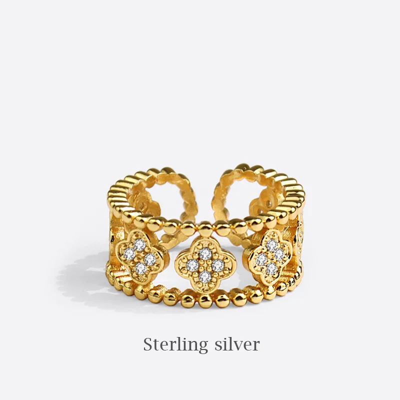 

MrZMsZ Lucky Flower Rings For Women Minimalist Fashion Jewelry 2021 Trendy Adjustable Open Ring Lovers Gift Accessories