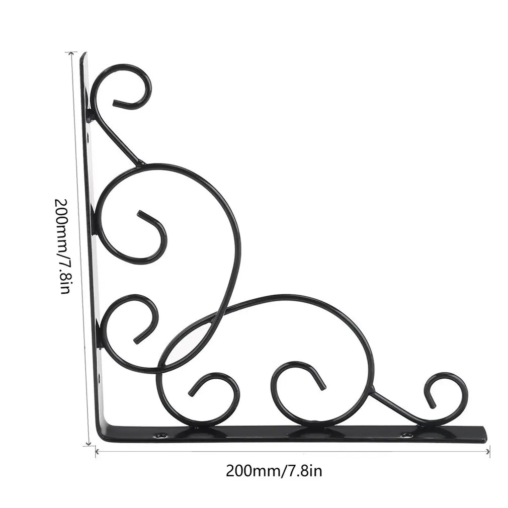 

Shelf Brackets Wall Mounted Floral Shelf Black Brackets Storage Board Support Frame Iron Metal Tripod