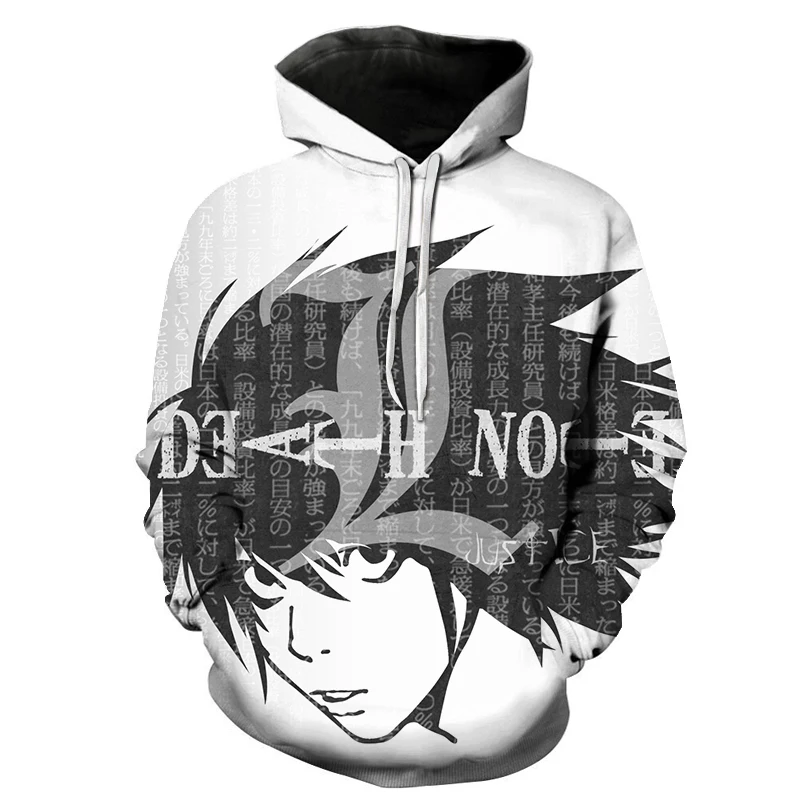 

Male Hooded Death Note Hoodies 2021 Keep Warm Fall Winter Sweatshirts Fashion Streetwear Hoody Hip Hop Leisure Retro Tracksuits
