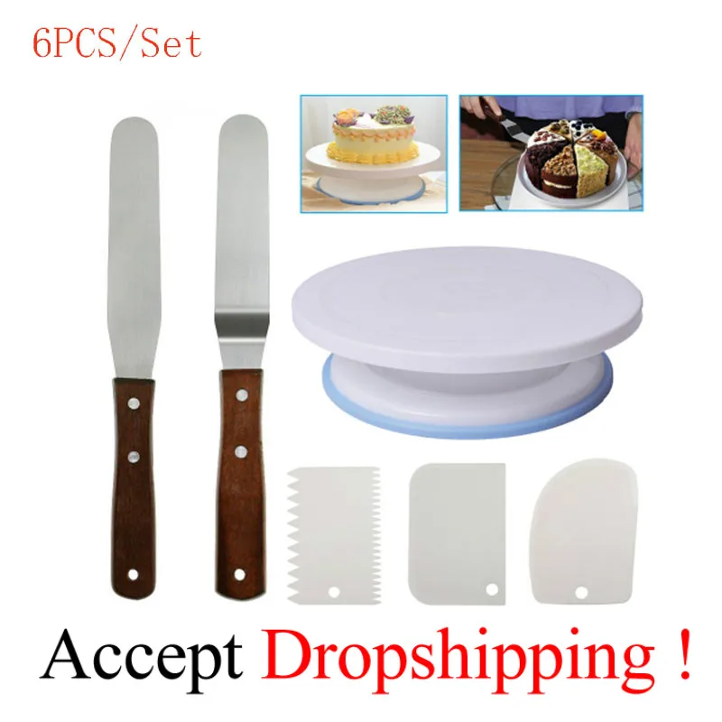 6 шт./компл. торта поворотный стол вращающийся пластиковый нож для теста